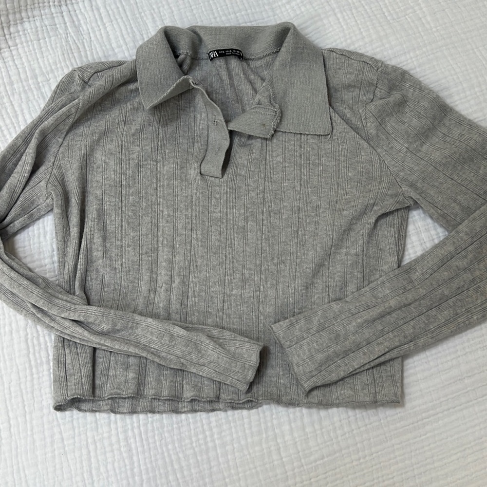 NWOT Zara Knit Cropped Polo